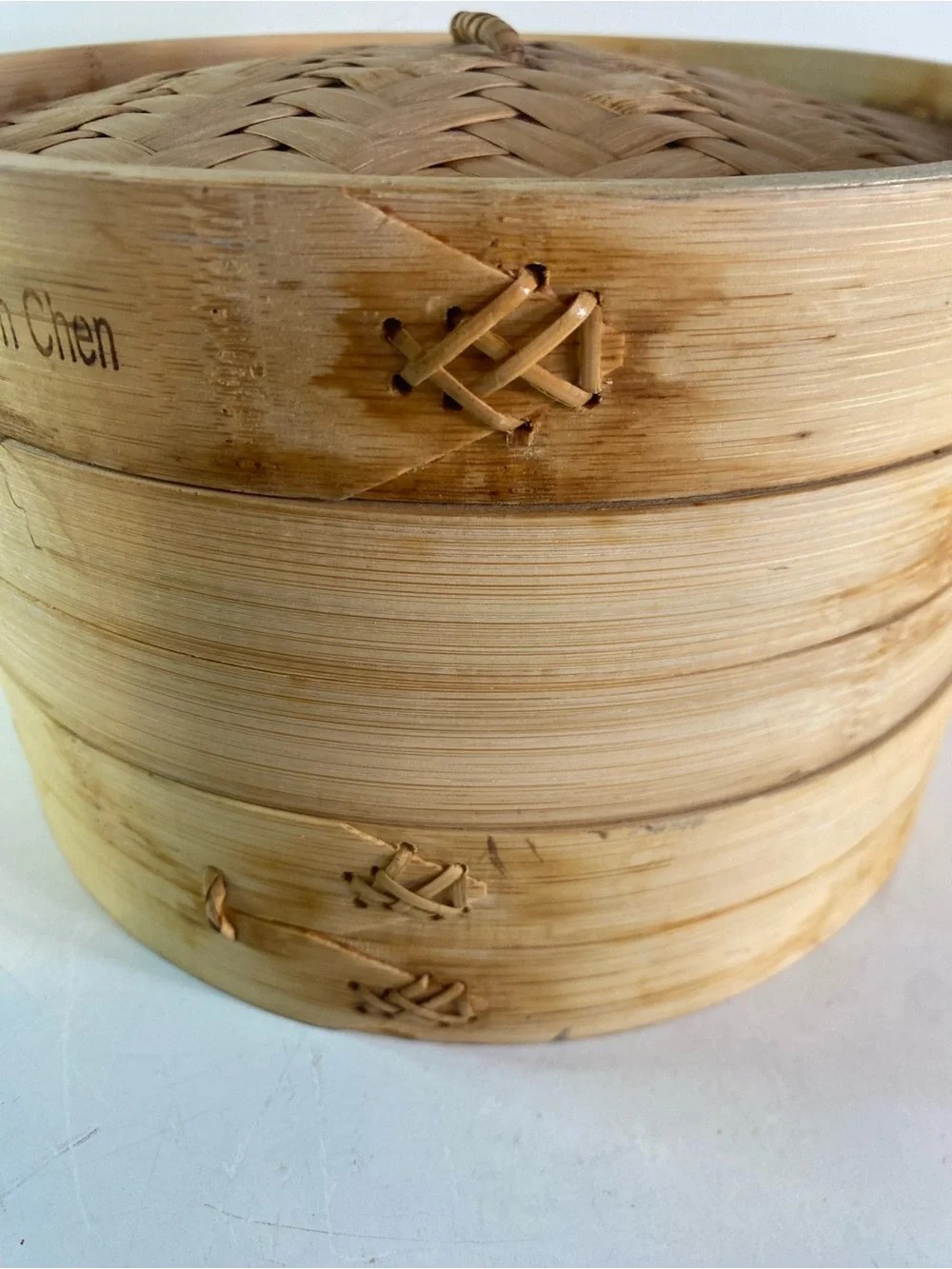Vintage Covered 2-Tier Bamboo Steamer Basket 9” Diameter